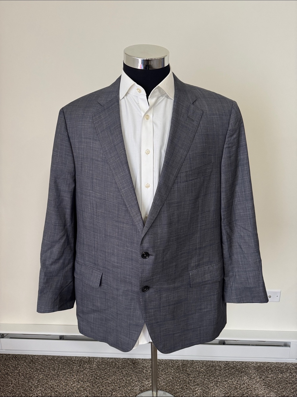 Samuelsohn mens 48R gray blue plaid wool silk columbo 2-button sport coat EUC
